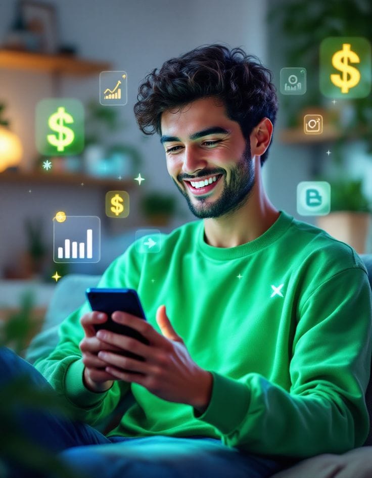 A young man apply instant loan