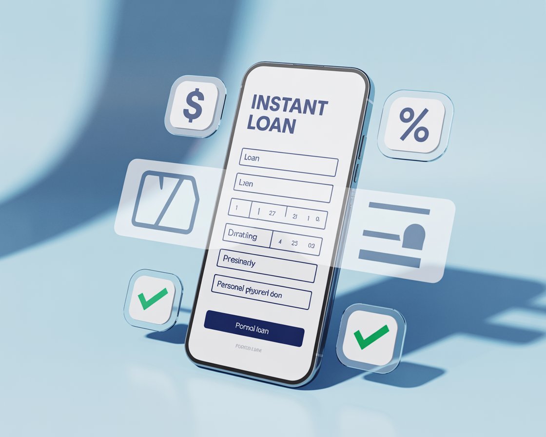 In this image shown a mobile screen shown a instant loan and symbols to indicate Top 10 Instant Loan Providers in India for Quick Approval and Disbursement