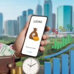 in this image shown a mobile screen ,clock and graph to urgent cash loan app indicate