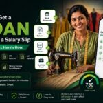 Self-employed Indian woman checking instant personal loan options without a salary slip.