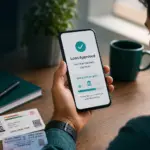 Young Indian man checking a smartphone after loan approval while bank disbursal is still in progress.